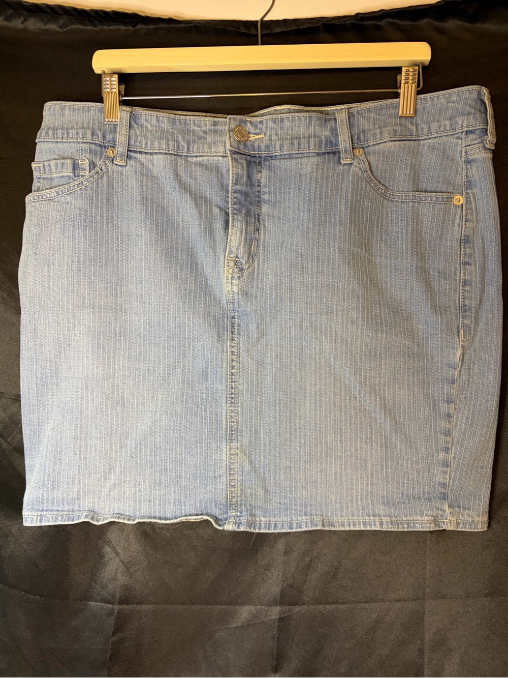torrid Light Wash Pinstripe Denim Mini Skirt